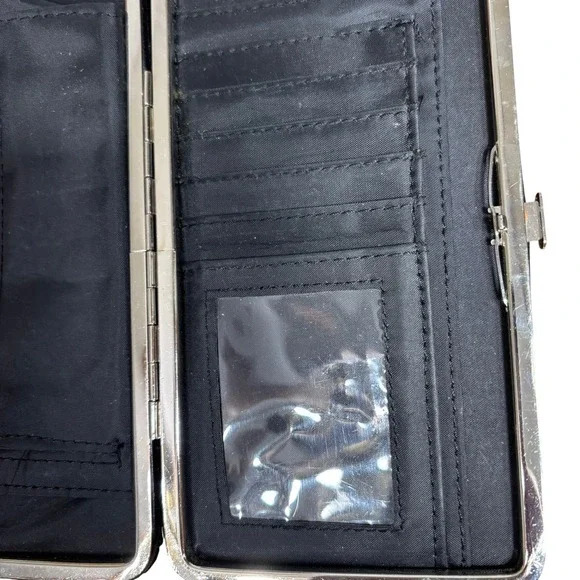 Black Quilted Look Clutch Wallet Evening Bag Minimalist Coin Purse Card Holder - Picture 4 of 7